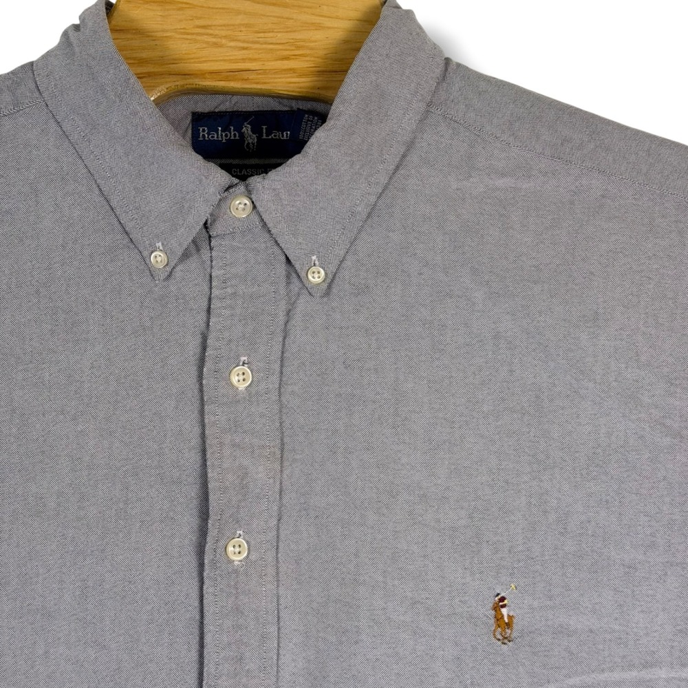 Ralph Lauren Button Down Men 2XLT Tall Gray Classic Fit Cotton Oxford Tall Pony